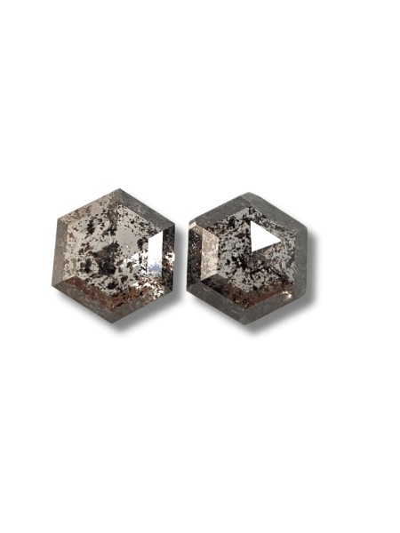 1.56Ct Salt And Pepper Diamond Hexagon pair