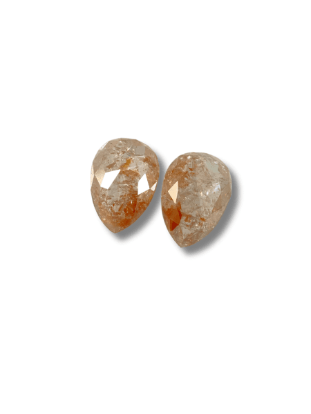 2.87Ct Rustic Diamond Pear Shape Pair Diamond Orange Color Diamond Omimportsinc Om OM54