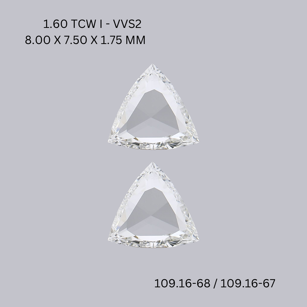 Triangle Shape Natural Diamond Matching pair