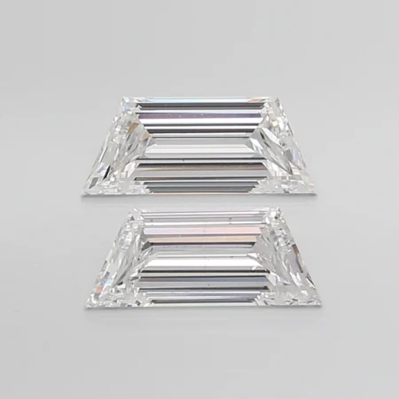 3.43 Carat E-VS1 Trapezoid Step Cut Lab Diamond Pair (12.7x5.22mm)