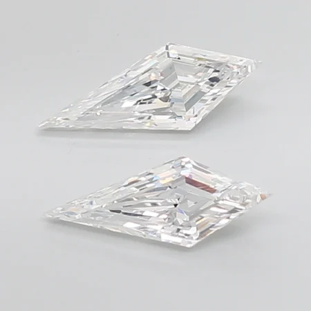 2.53 Carat E-VS1 Kite Step Cut Lab Diamond Pair (14.35x5.45mm)