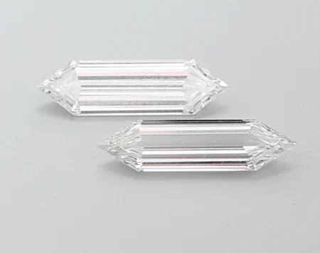 2.01 Carat E-VVS2 Hexagonal Step Cut Lab Diamond Pair (13.3x3.7mm)