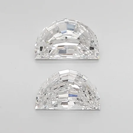 1.28 Carat F-VS1 Half Moon Step Cut Lab Diamond Pair (6.95x4.35mm)