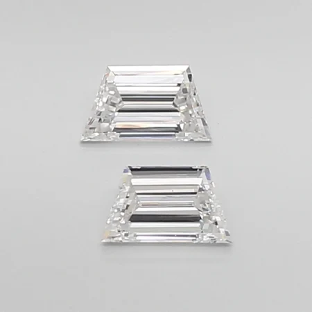 0.66 Carat E-VVS2 Trapezoid Step Cut Lab Diamond Pair (5.85x3.4mm)