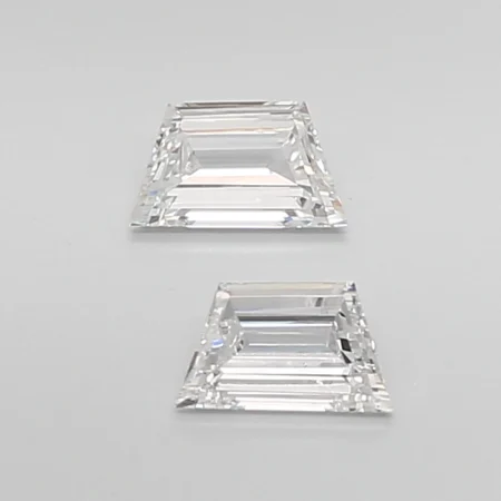 0.67 Carat E-VVS2 Trapezoid Step Cut Lab Diamond Pair (6.05x3.55mm)