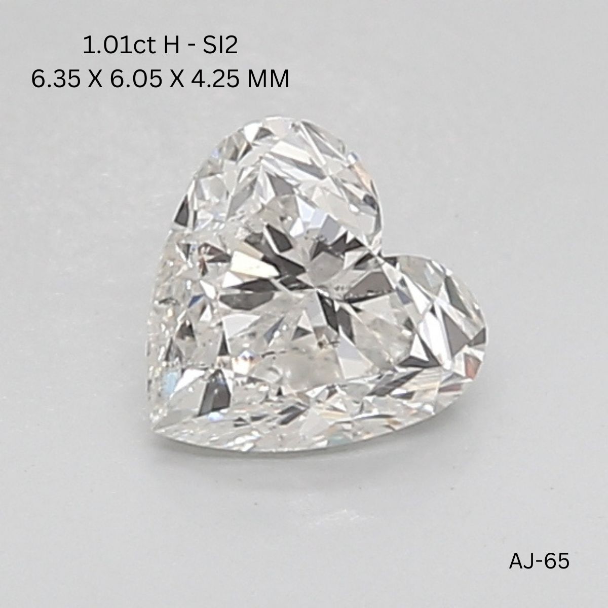 1.01ct Heart Diamond - SI2 Clarity - H Color - Brilliant Cut