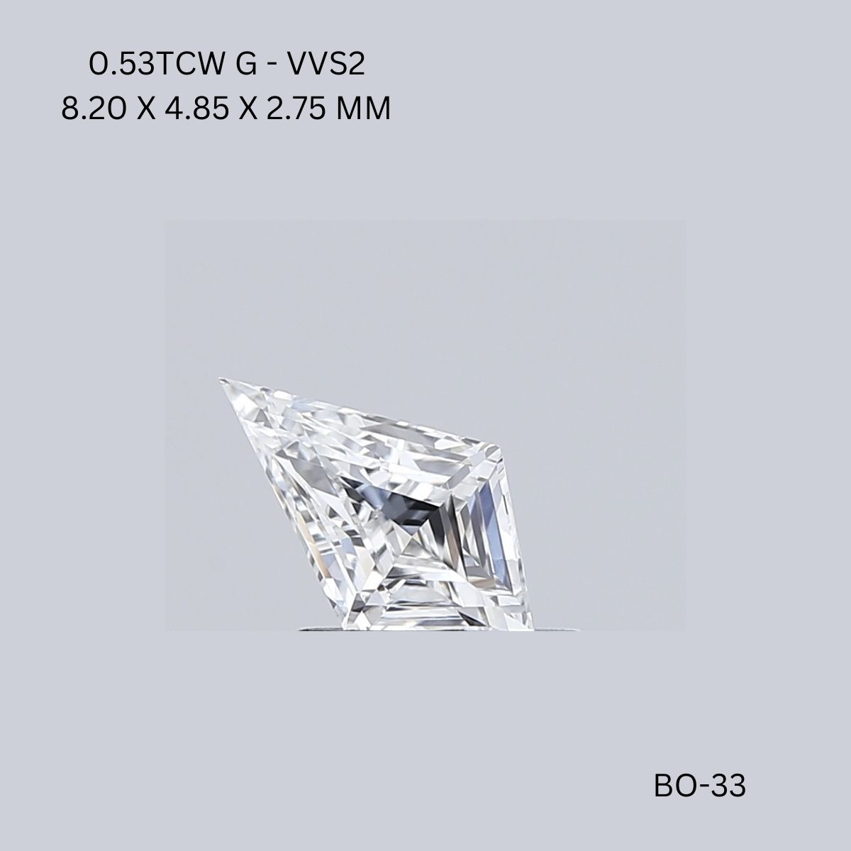0.53ct Kite Diamond - VVS2 Clarity - G Color - Step Cut