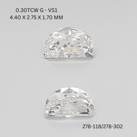 0.3 CT G VS1 HALF MOON diamond Matching Pair