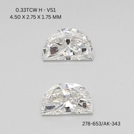 0.33 CT H VS1 HALF MOON diamond Matching Pair