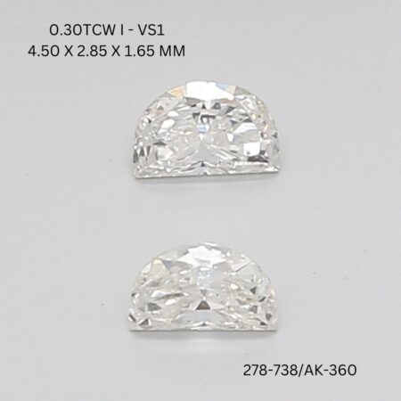 0.3 CT I VS1 HALF MOON diamond Matching Pair