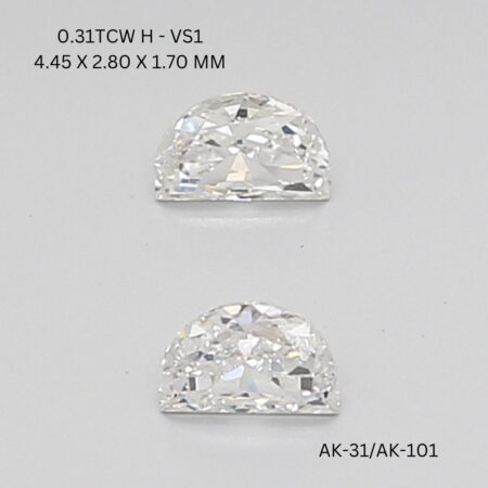 0.31 CT H VS1 HALF MOON diamond Matching Pair