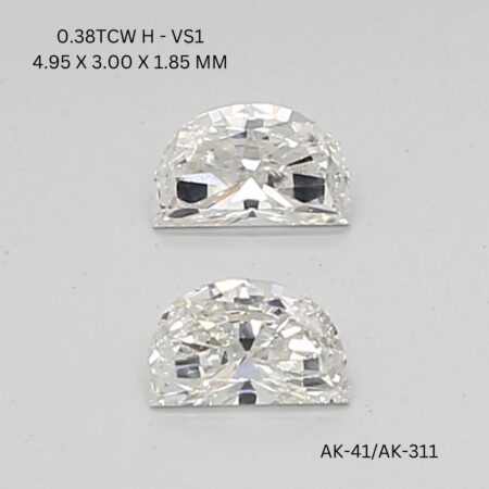 0.38 CT H VS1 HALF MOON diamond Matching Pair