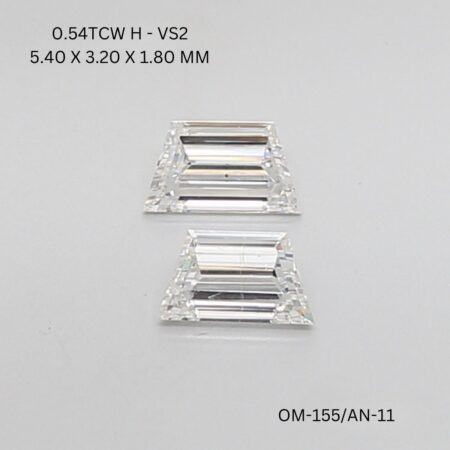 0.54 CT H VS2 TRAPEZOID diamond Matching Pair