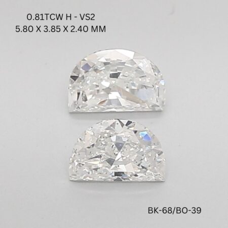 0.81 CT H VS2 HALF MOON diamond Matching Pair