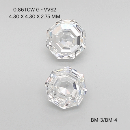 0.86 CT G VVS2 OCTAGONE diamond Matching Pair