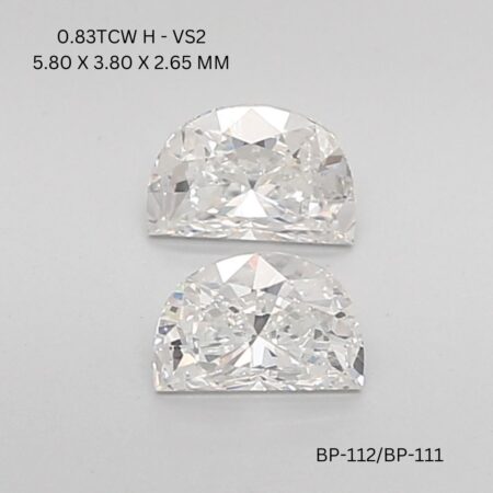 0.83 CT H VS2 HALF MOON diamond Matching Pair