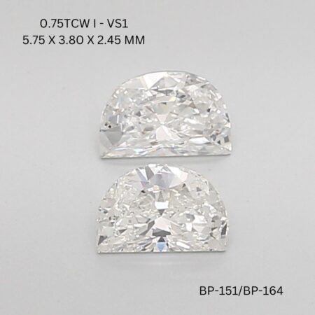 0.75 CT I VS1 HALF MOON diamond Matching Pair