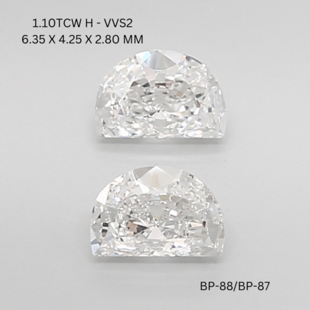 1.1 CT H VVS2 HALF MOON diamond Matching Pair