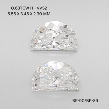 0.63 CT H VVS2 HALF MOON diamond Matching Pair