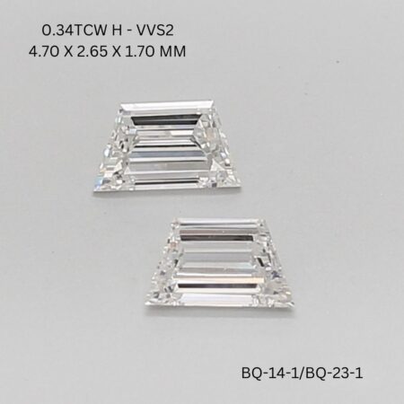 0.34 CT H VVS2 TRAPEZOID diamond Matching Pair