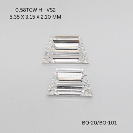 0.58 CT H VS2 TRAPEZOID diamond Matching Pair