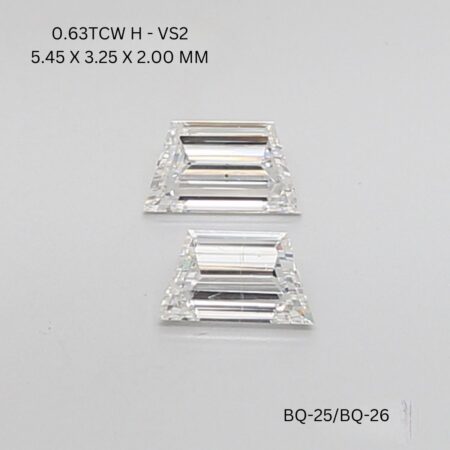 0.63 CT H VS2 TRAPEZOID diamond Matching Pair