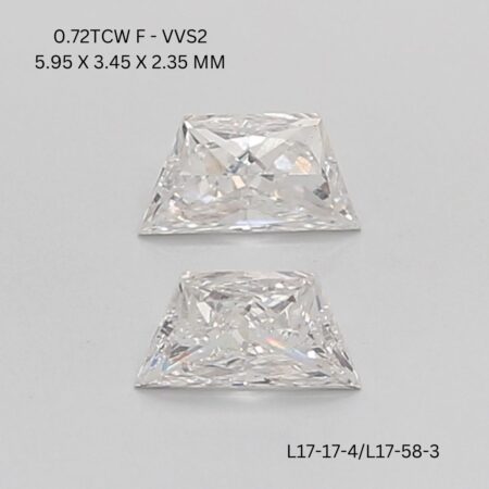 0.72 CT F VVS2 TRAPEZOID diamond Matching Pair