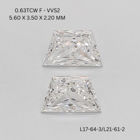 0.63 CT F VVS2 TRAPEZOID diamond Matching Pair