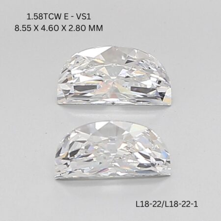 1.58 CT E VS1 HALF MOON diamond Matching Pair