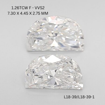 1.26 CT F VVS2 HALF MOON diamond Matching Pair