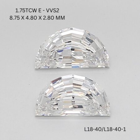 1.75 CT E VVS2 HALF MOON diamond Matching Pair