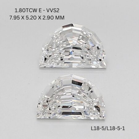 1.8 CT E VVS2 HALF MOON diamond Matching Pair
