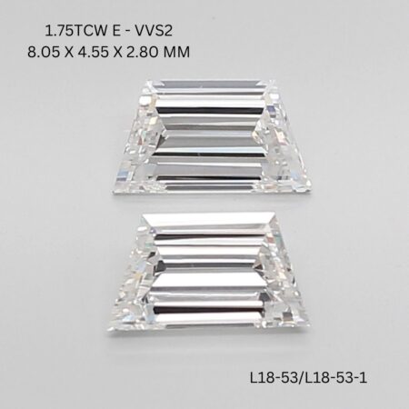 1.75 CT E VVS2 TRAPEZOID diamond Matching Pair