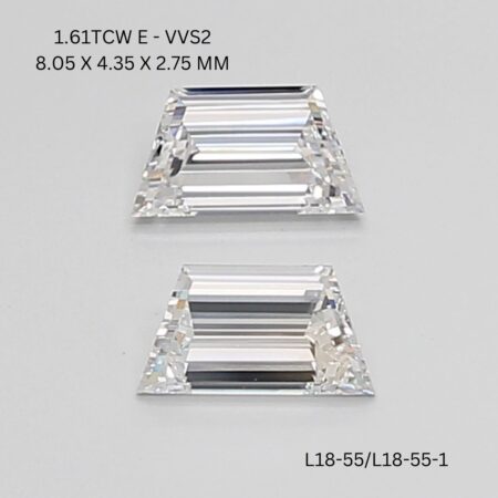 1.61 CT E VVS2 TRAPEZOID diamond Matching Pair