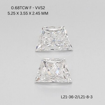 0.68 CT F VVS2 TRAPEZOID diamond Matching Pair