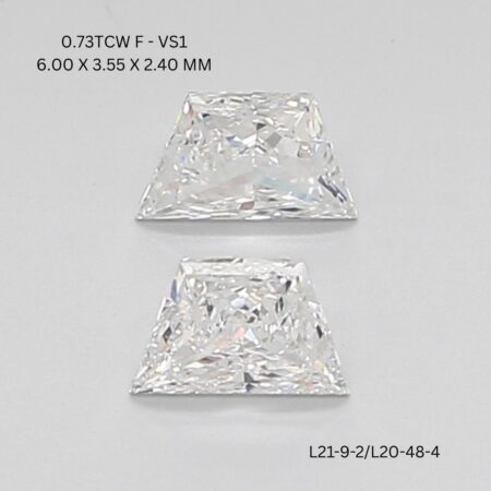 0.73 CT F VS1 TRAPEZOID diamond Matching Pair