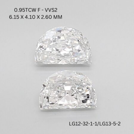 0.95 CT F VVS2 HALF MOON diamond Matching Pair