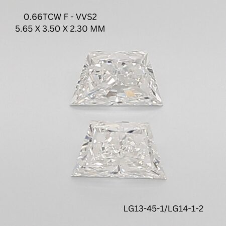 0.66 CT F VVS2 TRAPEZOID diamond Matching Pair