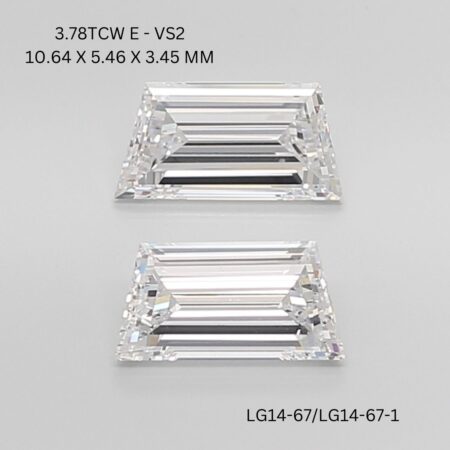 3.78 CT E VS2 TRAPEZOID diamond Matching Pair