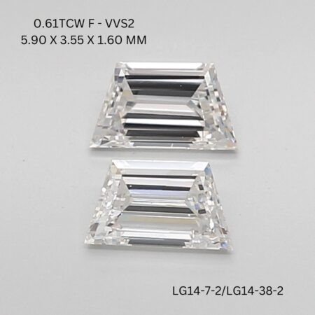 0.61 CT F VVS2 TRAPEZOID diamond Matching Pair