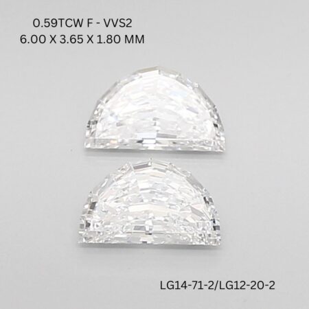0.59 CT F VVS2 HALF MOON diamond Matching Pair