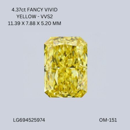 4.37 CT YELLOW VVS2 RADIANT diamond Fancy Shape