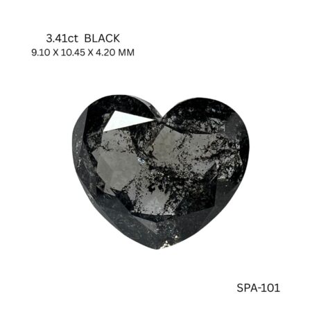 3.41 CT BLACK PK HEART diamond Salt & Pepper