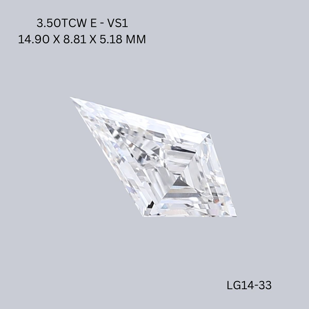 3.50CT E VS1 Kite Luxury Lab Grown Fancy Shape Diamond 14.9*8.81*5.18MM