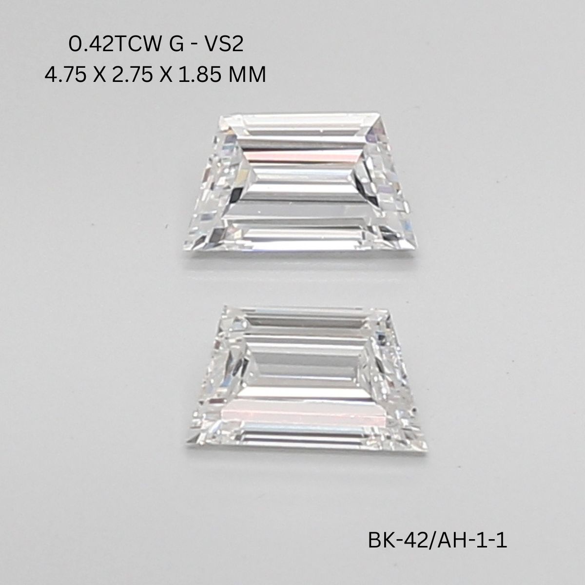 0.42 CT G VS2 TRAPEZOID diamond Pairs Inventory
