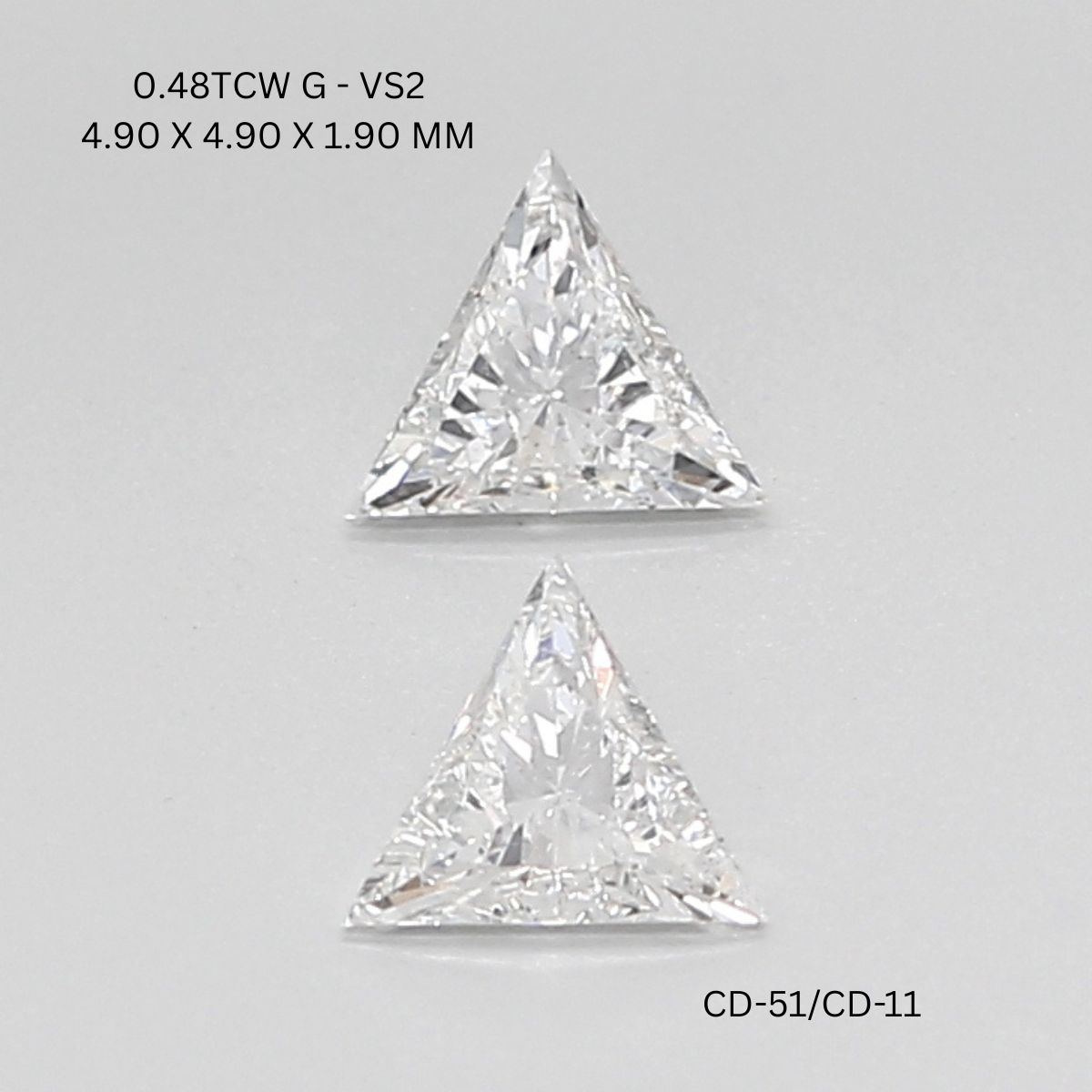 0.48 CT G VS2 TRIANGULAR diamond Pairs Inventory