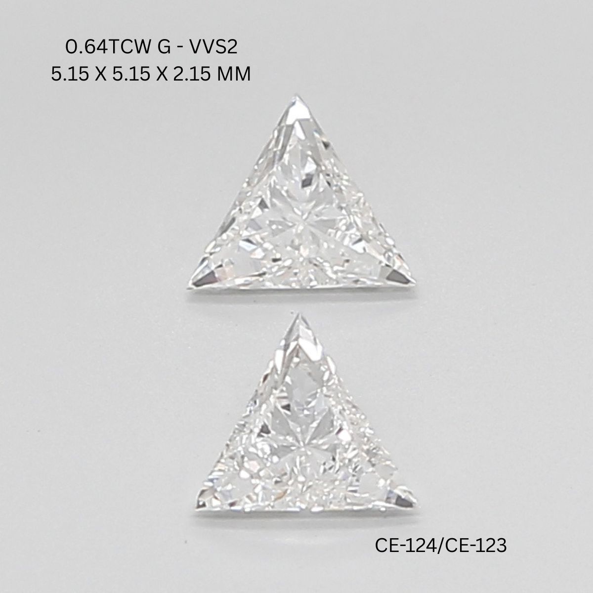 0.64 CT G VVS2 TRIANGULAR diamond Pairs Inventory