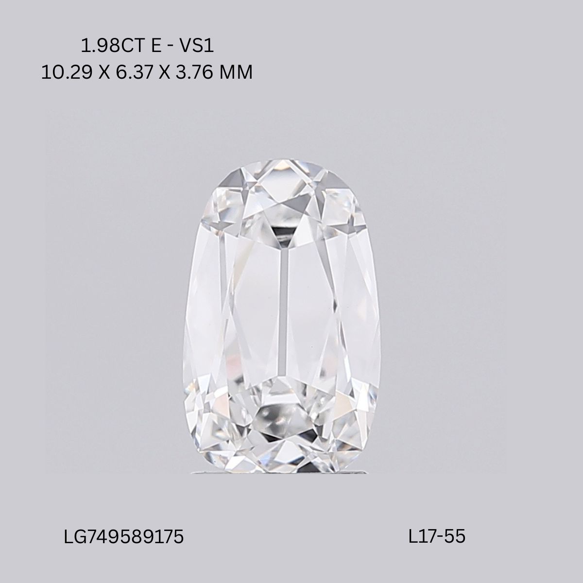 1.98 Carat E VS1 Cushion Diamond Matched Pair