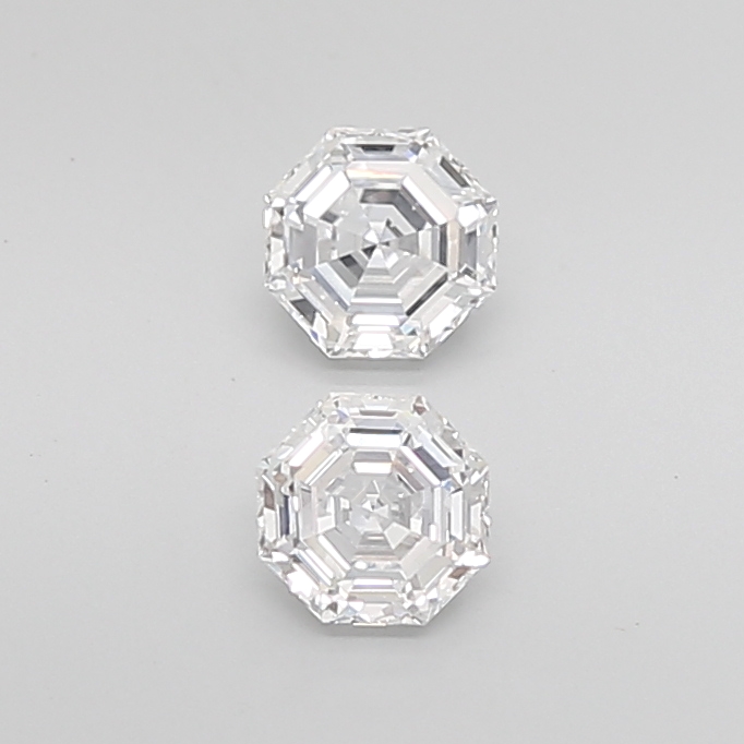 0.80 Ct VS1 E Step Cut Octagone Clean Geometry Diamond Pair