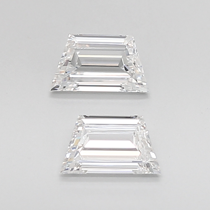 0.76 Ct VVS2 F Step Cut Trapezoid High Precision Diamond Pair